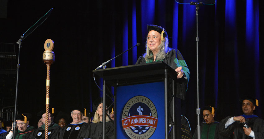 Dr. Vivian W. Pinn, Founding Director, Office of Research on Women’s Health at the NIH, Addresses Graduates of Ross University School of Medicine Dr. Vivian W. Pinn, addressing graduates