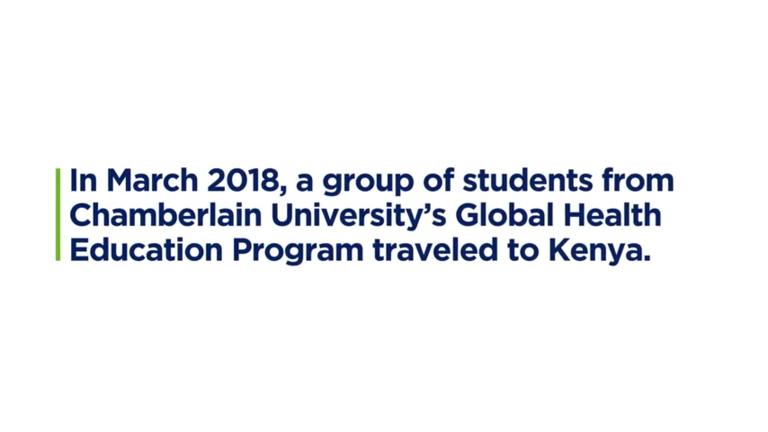 test reads that in March 2018 Chamberlain global health program traveled to Kenya
