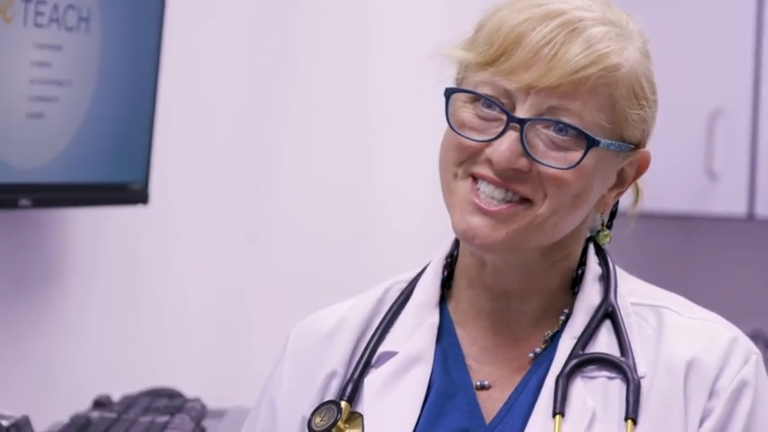medical worker smiling 