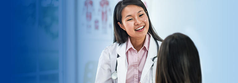 Medical professional talking to a patient