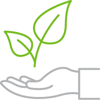 Hand with plant icon