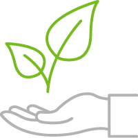 Hand with plant icon