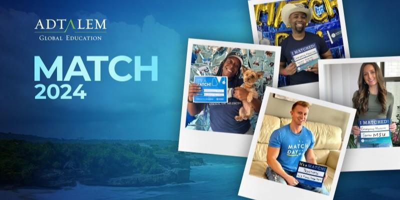 a graphic with photos of four doctors and Match 2024 text
