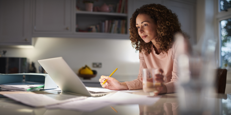 a woman working at a computer