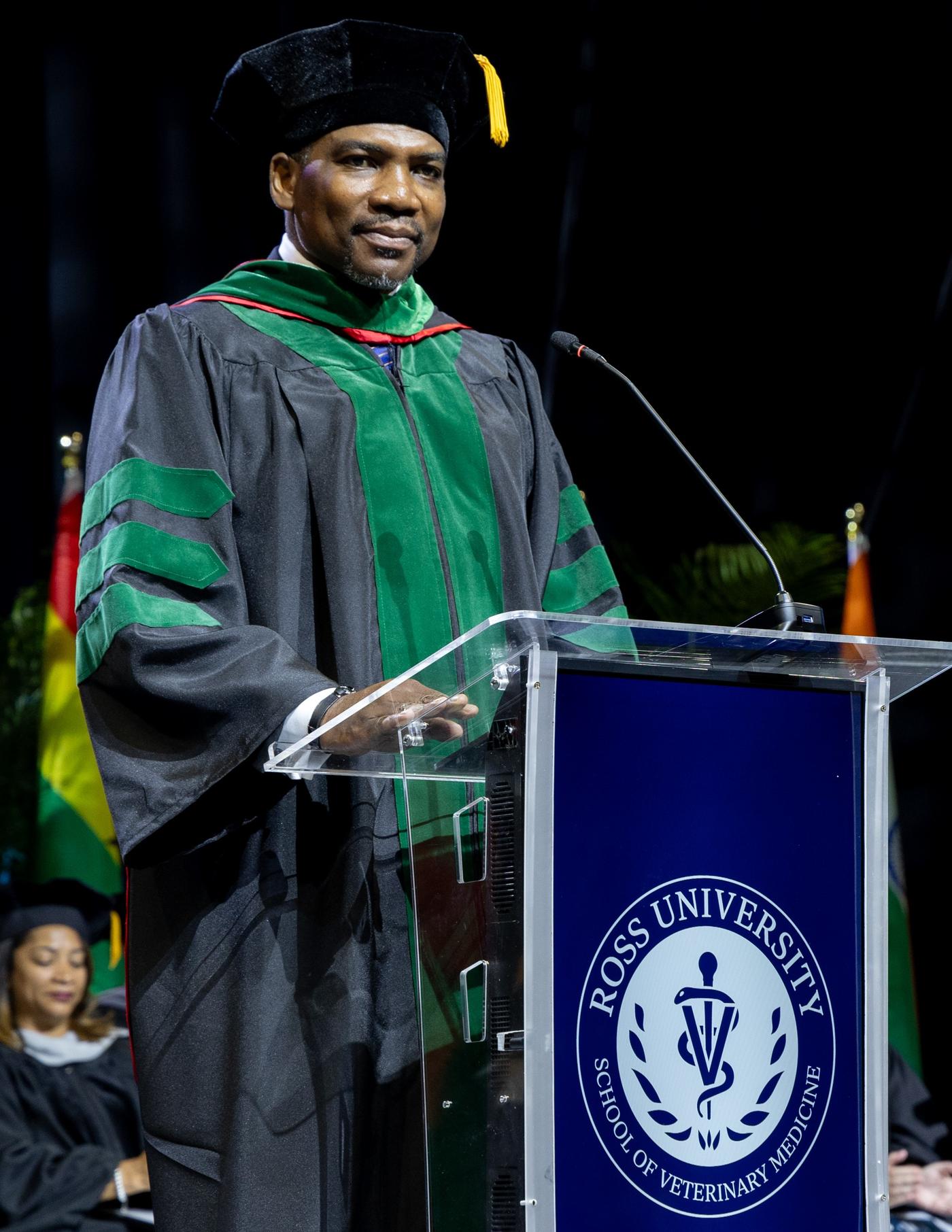 Prime Minister Dr. Drew giving his remarks during RUSVM's ceremony