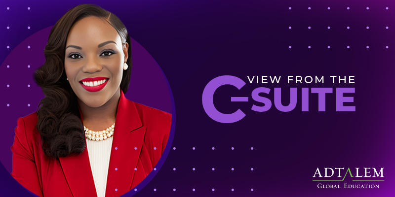 a headshot of Dr. Shawnte Elbert with the text "view from the C-Suite"