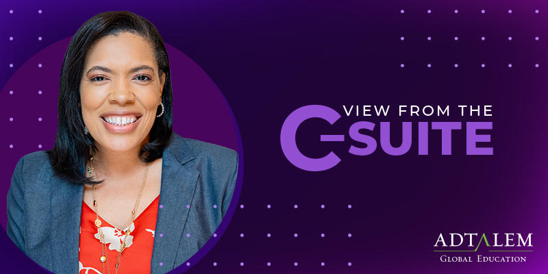 a headshot of Cynthia Rowell with the text "view from the C-Suite"