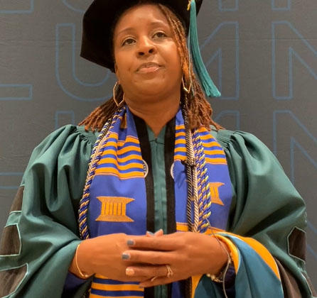 A person in a graduation gown