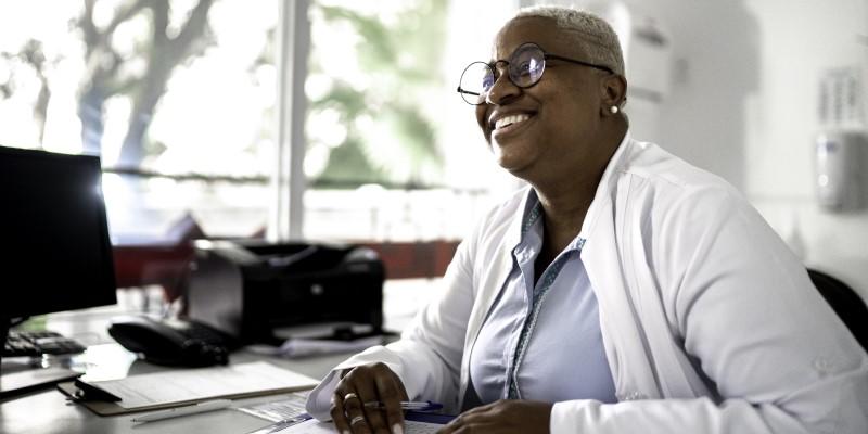 a doctor smiling