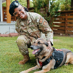 Soldier and dog