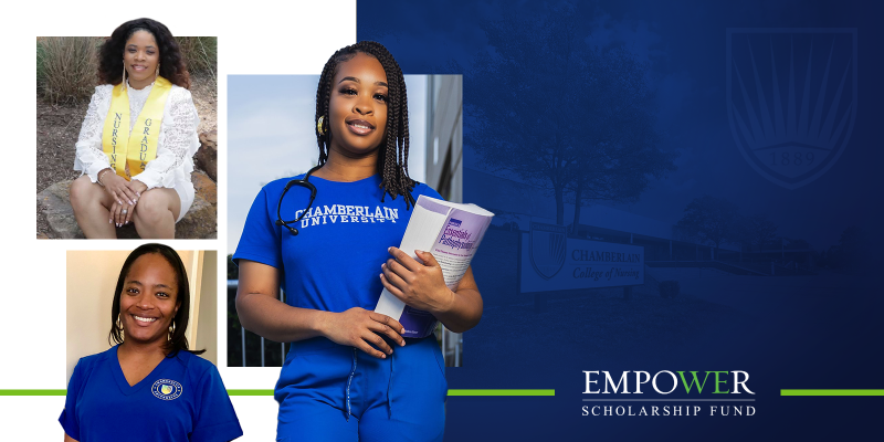 Photo collage of three nursing students