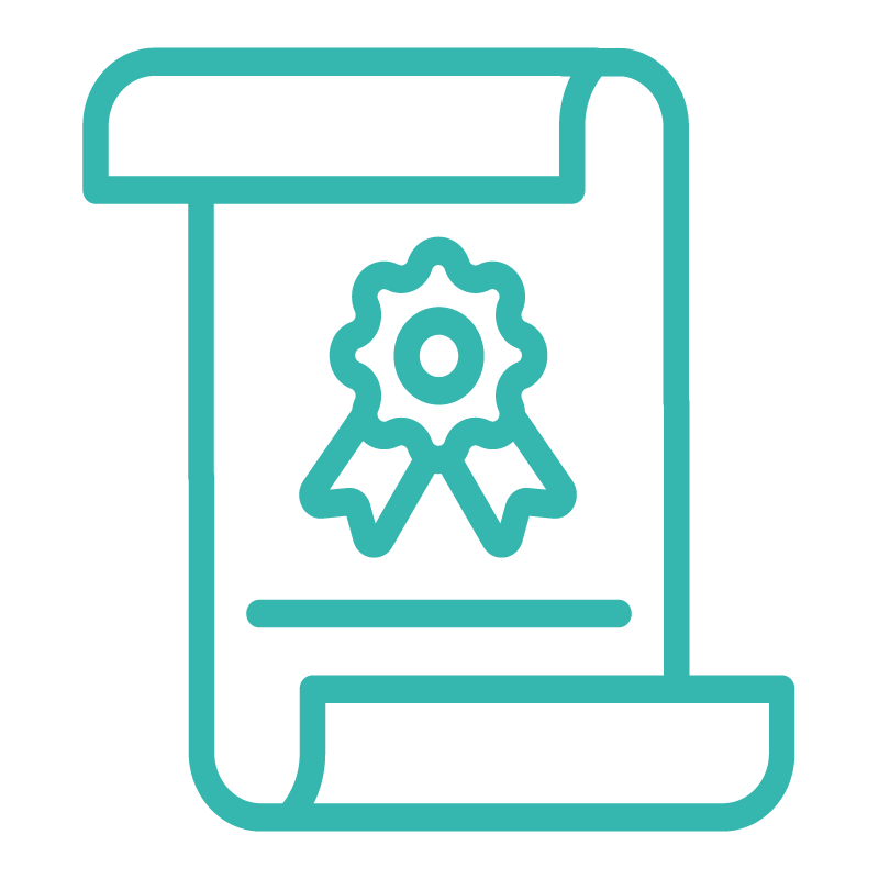 Document outline with badge on it