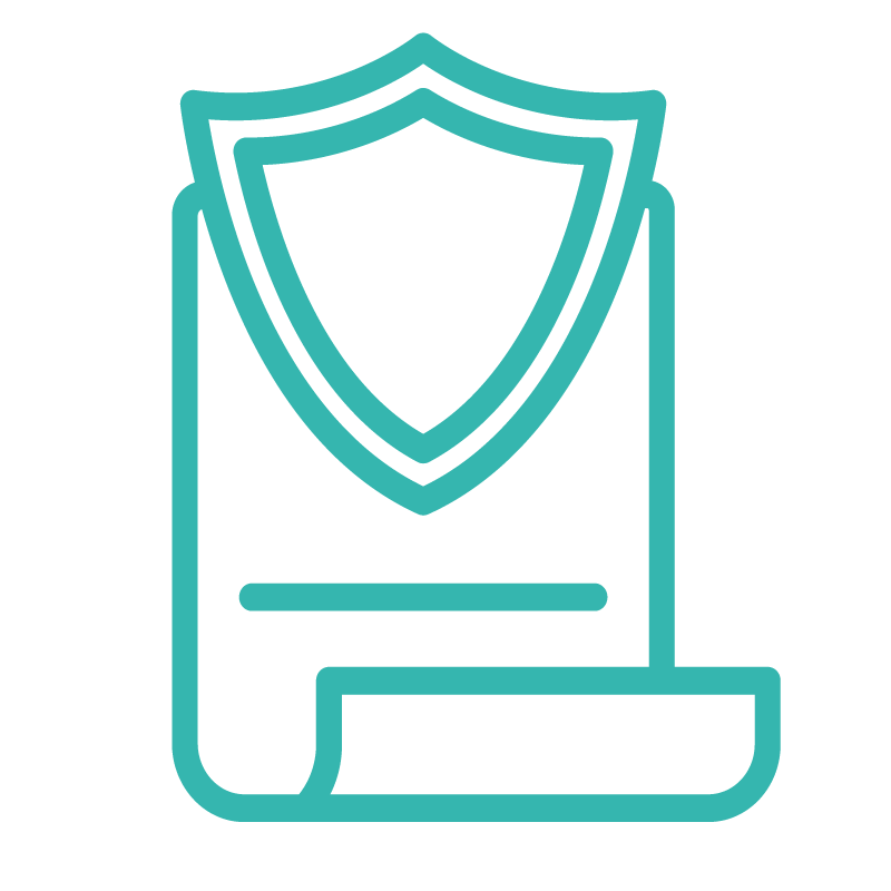 outline of a document with a shield on it