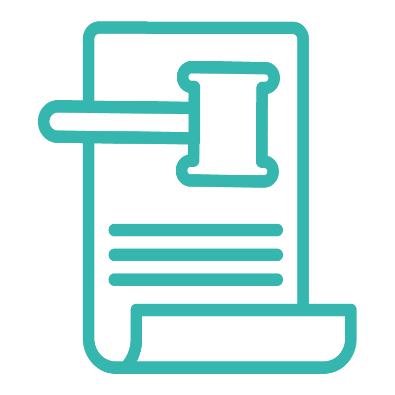 outline of a document with a gavel