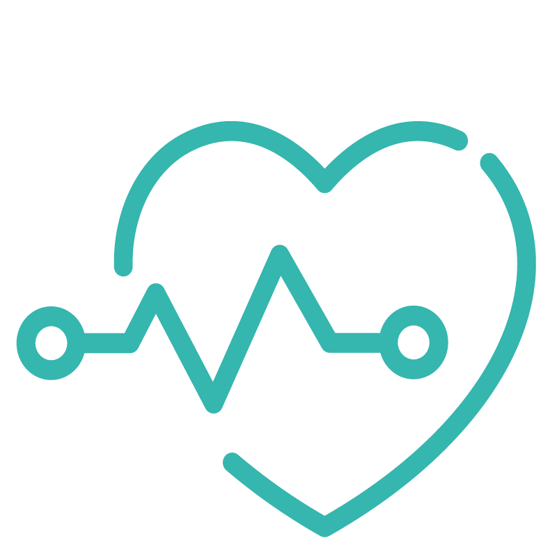 heart outline with heartbeat line