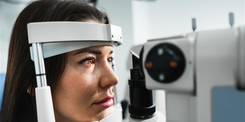 a patient during an eye exam