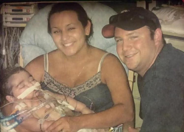 Viviana with her husband and son in the hospital