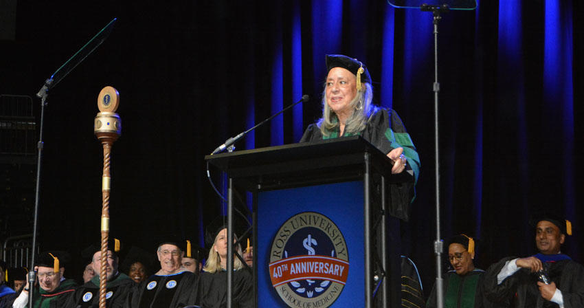 graduation speaker at a podium