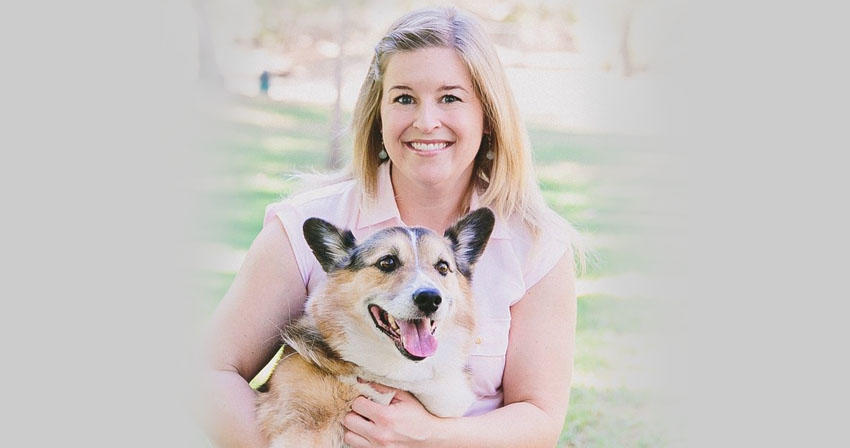 Jaimie Ronchetto portrait with her dog