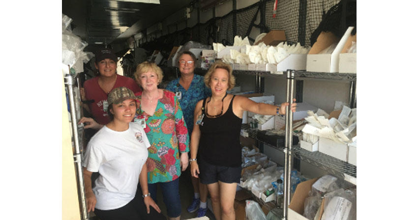 group in a supply room