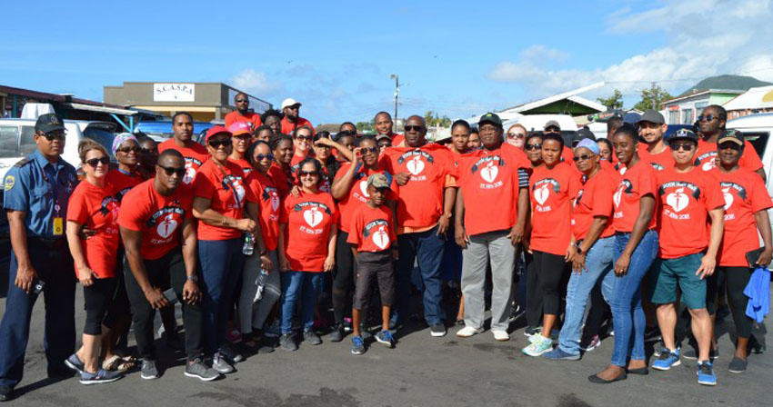large group in red t-shirts